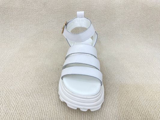 Heightening White Platform Sandals With Line Belt For Beach Open Toe