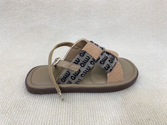 Khaki Weave Flat Open Toe Flip Flops Womens With Buckles In Summer