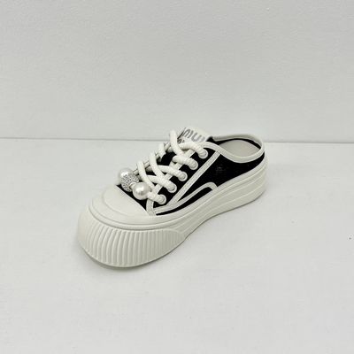 Black Canvas Mule Shoes Breathable