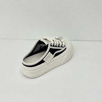 Black Canvas Mule Shoes Breathable