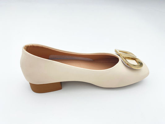 Women white comfort loafers with low-cut low heel with genuine leather