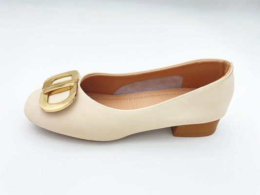 Women white comfort loafers with low-cut low heel with genuine leather