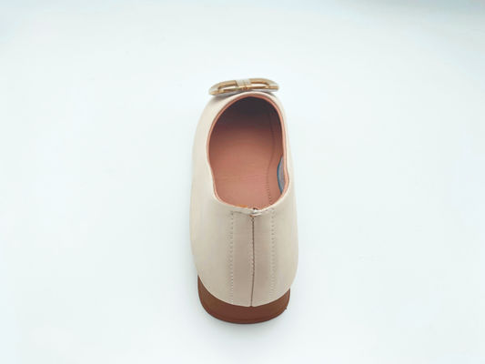 Women white comfort loafers with low-cut low heel with genuine leather