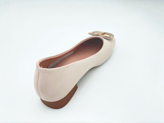 Women white comfort loafers with low-cut low heel with genuine leather