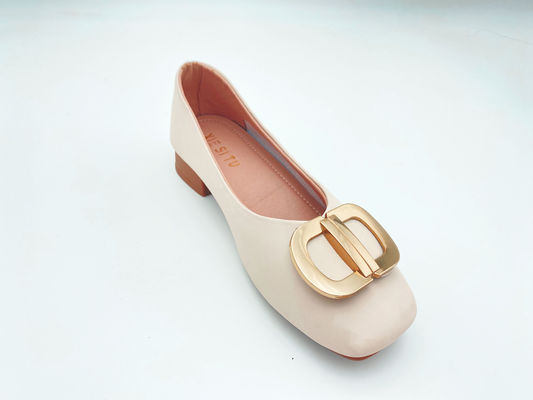 Women white comfort loafers with low-cut low heel with genuine leather