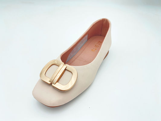 Women white comfort loafers with low-cut low heel with genuine leather