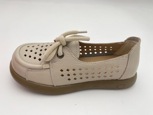 Breathable hollow lace-up comfortable women's shoes with soft soles white