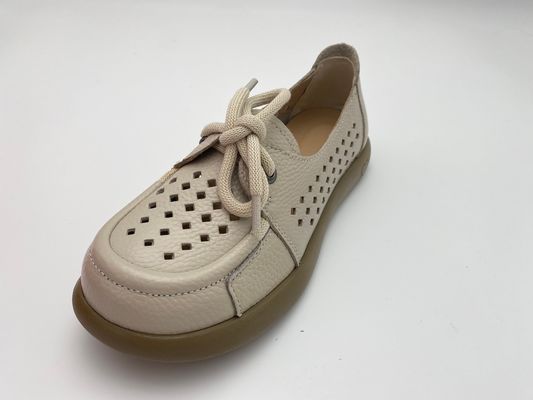 Breathable hollow lace-up comfortable women's shoes with soft soles white