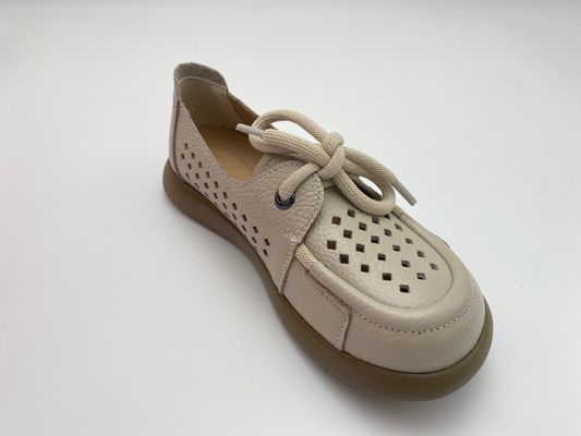 Breathable hollow lace-up comfortable women's shoes with soft soles white