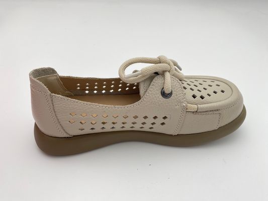 Breathable hollow lace-up comfortable women's shoes with soft soles white