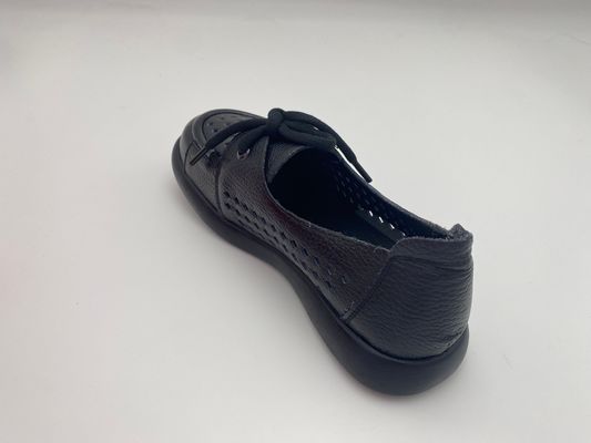 black breathable hollow lace-up comfortable women's shoes with soft soles