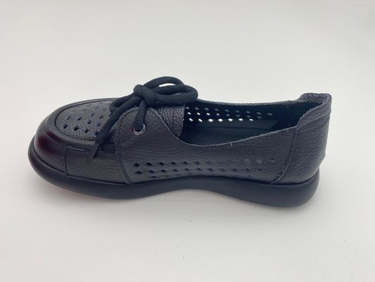 black breathable hollow lace-up comfortable women's shoes with soft soles