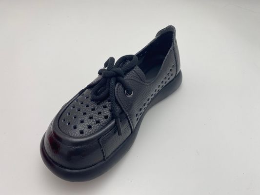 black breathable hollow lace-up comfortable women's shoes with soft soles