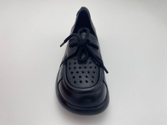black breathable hollow lace-up comfortable women's shoes with soft soles