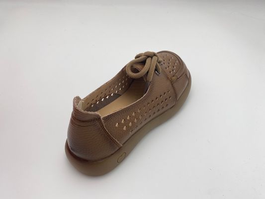 Lady brown breathable hollow lace-up comfortable women's shoes with soft soles