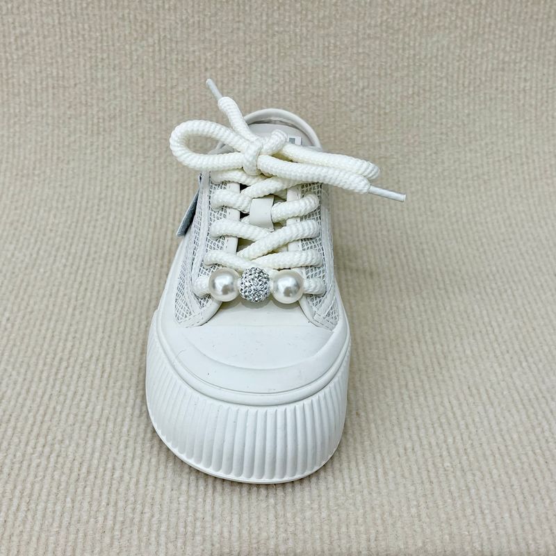 Comfort Womens White Mules Canvas Platform Shoes With Lace Up