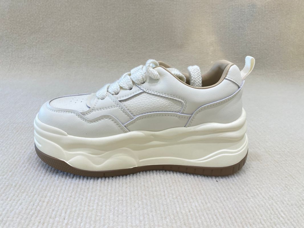 Heightening White Trainers Women Pigskin Insole Ladies Trainers
