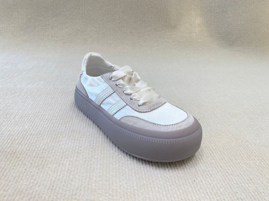 ODM White Satin Espadrilles Sneakers Soft Soled And Fashion Silk Ribbon