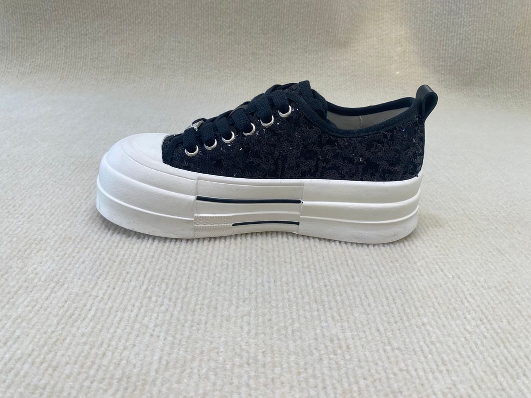 Comfort Casual Women'S Lace Up Platform Shoes With Sequins black