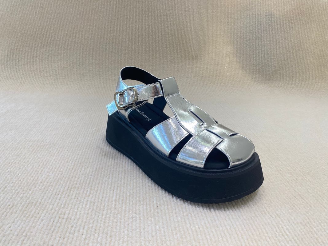 Velvet Upper Silver Flatform Sandals Thick Soled Platform Sport Sandals