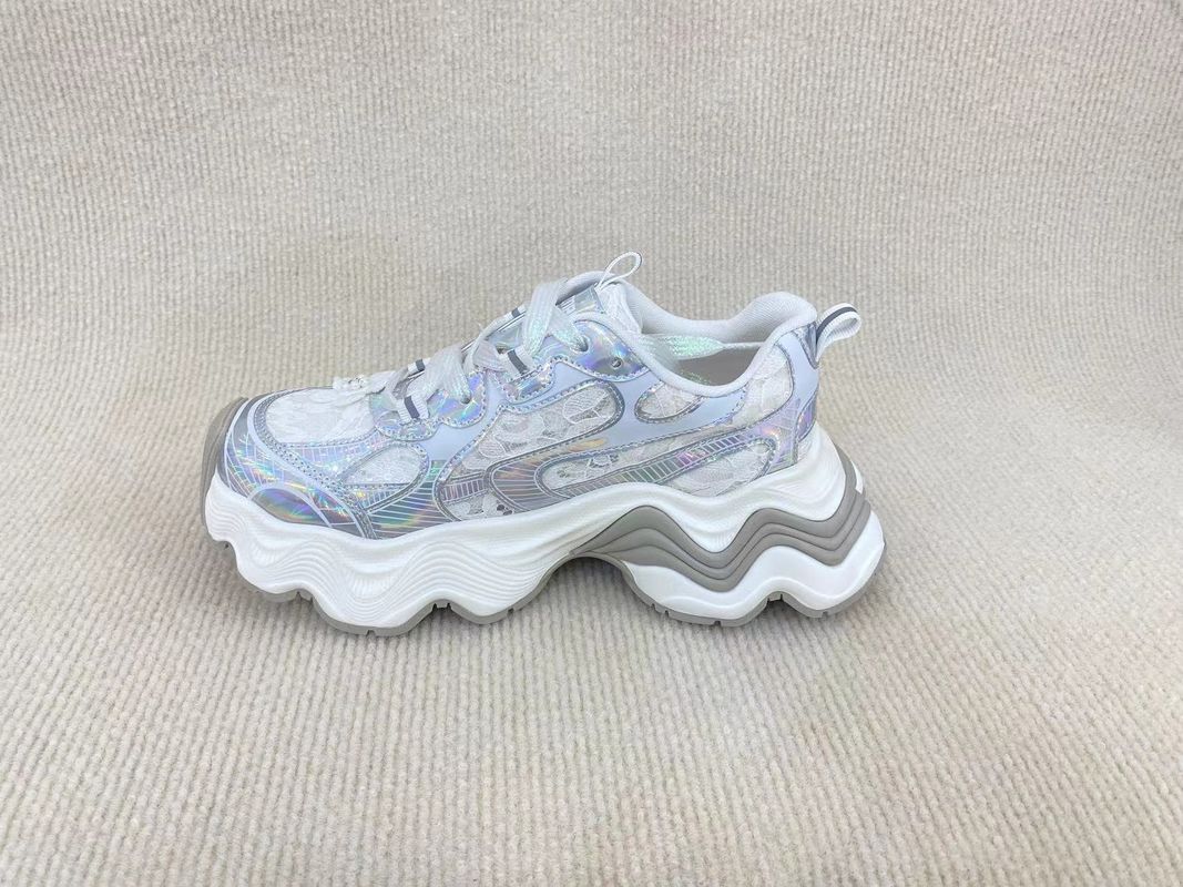 Silver Lace Pearl Women Sneakers Mesh Turbo Shoes Casual And Running