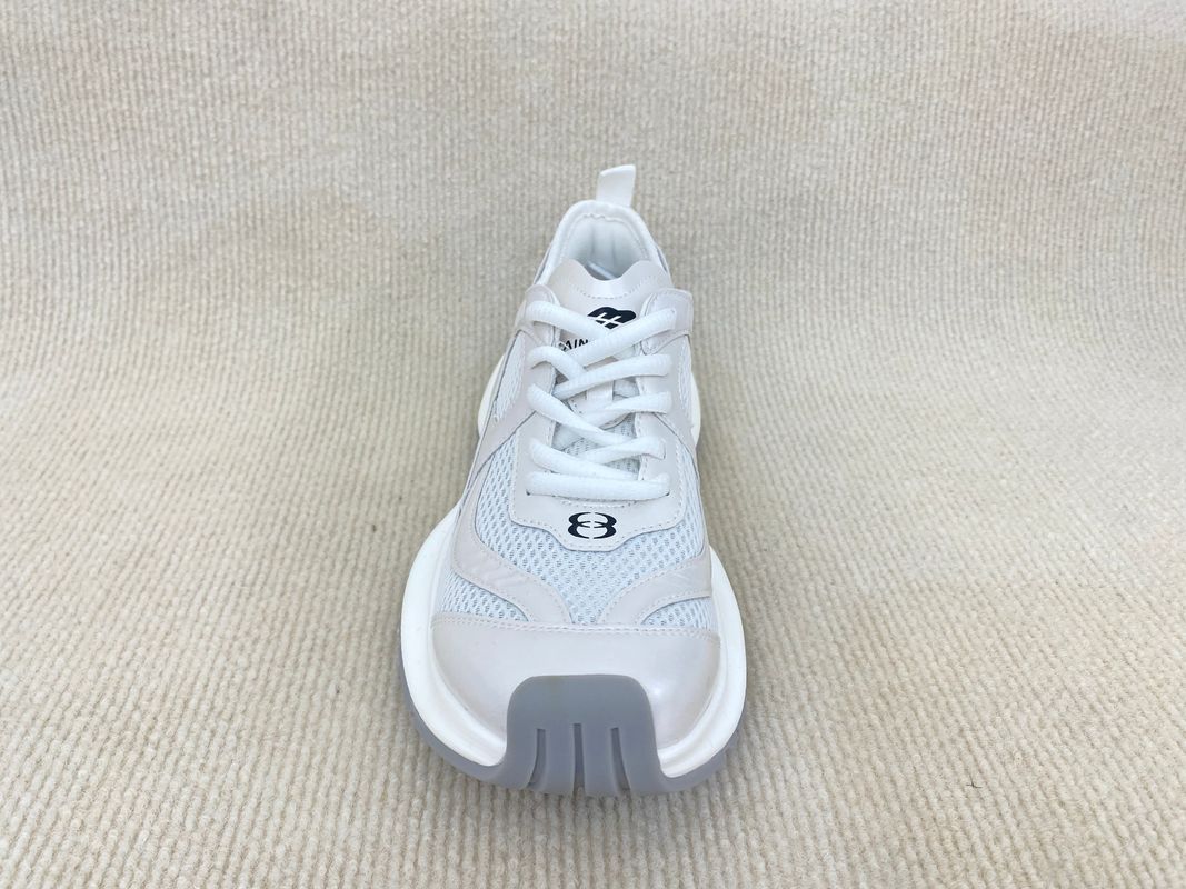 White Crossover Strap Sport Shoes Comfort Heightening Women Sneakers