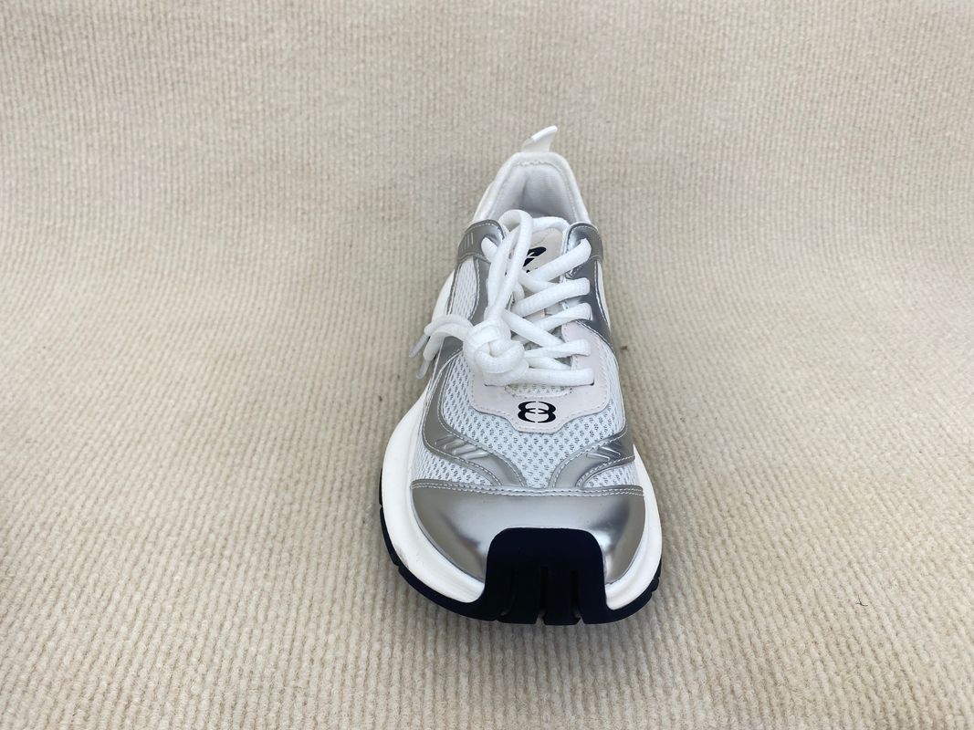 Women grey crossover strap running shoes with comfort breathable mesh upper and heightening