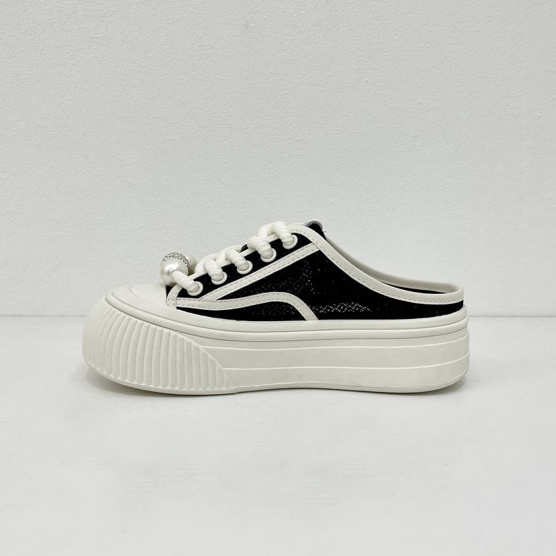 Black Canvas Mule Shoes Breathable