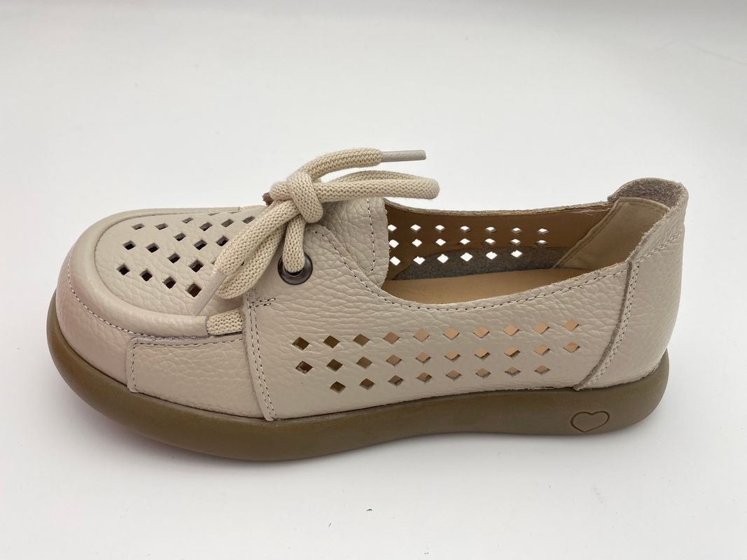 Breathable hollow lace-up comfortable women's shoes with soft soles white
